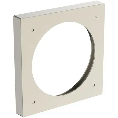 Distanzrahmen in quadratischer Form, designed von Ideal Standard, mit rundem Ausschnitt und vier Befestigungslöchern. Farbgebung in Silber.